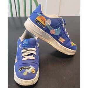 Nike Air Force 1 Blue Anniversary Patched Up Los Angeles Kids 4Y  Womens 5.5